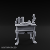 Skull-Crowned Scholar's Writing Desk Miniature for Dungeons and Dragons, Pathfinder or other TTRPGs