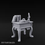Skull-Crowned Scholar's Writing Desk Miniature for Dungeons and Dragons, Pathfinder or other TTRPGs