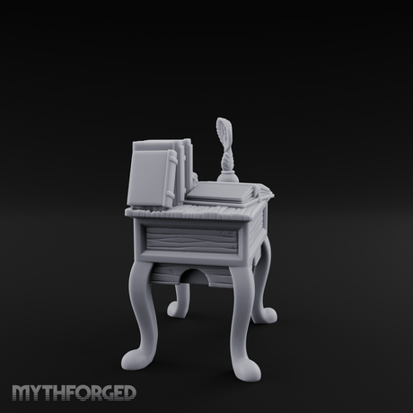 Skull-Crowned Scholar's Writing Desk Miniature for Dungeons and Dragons, Pathfinder or other TTRPGs
