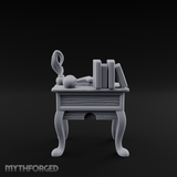 Skull-Crowned Scholar's Writing Desk Miniature for Dungeons and Dragons, Pathfinder or other TTRPGs