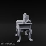 Skull-Crowned Scholar's Writing Desk Miniature for Dungeons and Dragons, Pathfinder or other TTRPGs