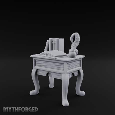 Skull-Crowned Scholar's Writing Desk Miniature for Dungeons and Dragons, Pathfinder or other TTRPGs
