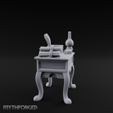 Alchemist's Curiosity Desk Miniature for Dungeons and Dragons, Pathfinder or other TTRPGs