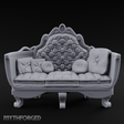 Quilted-Crowned Noble Settee Miniature for Dungeons and Dragons, Pathfinder or other TTRPGs