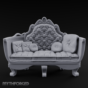 Quilted-Crowned Noble Settee Miniature for Dungeons and Dragons, Pathfinder or other TTRPGs