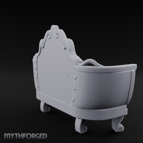 Quilted-Crowned Noble Settee Miniature for Dungeons and Dragons, Pathfinder or other TTRPGs