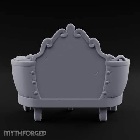 Quilted-Crowned Noble Settee Miniature for Dungeons and Dragons, Pathfinder or other TTRPGs