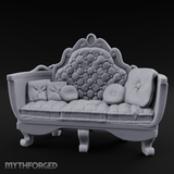 Quilted-Crowned Noble Settee Miniature for Dungeons and Dragons, Pathfinder or other TTRPGs