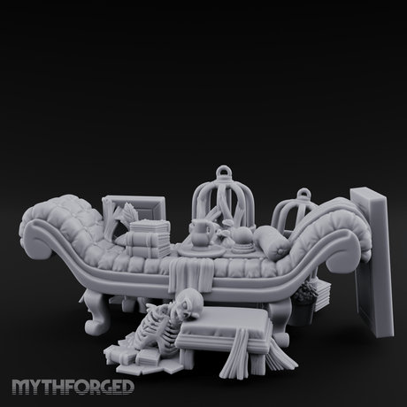 Opulent Noble's Lounge Set Miniature for Dungeons and Dragons, Pathfinder or other TTRPGs