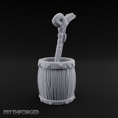 Wizard's Staff Barrel Miniature for Dungeons and Dragons, Pathfinder or other TTRPGs