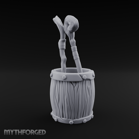 Wizard's Staff Barrel Miniature for Dungeons and Dragons, Pathfinder or other TTRPGs
