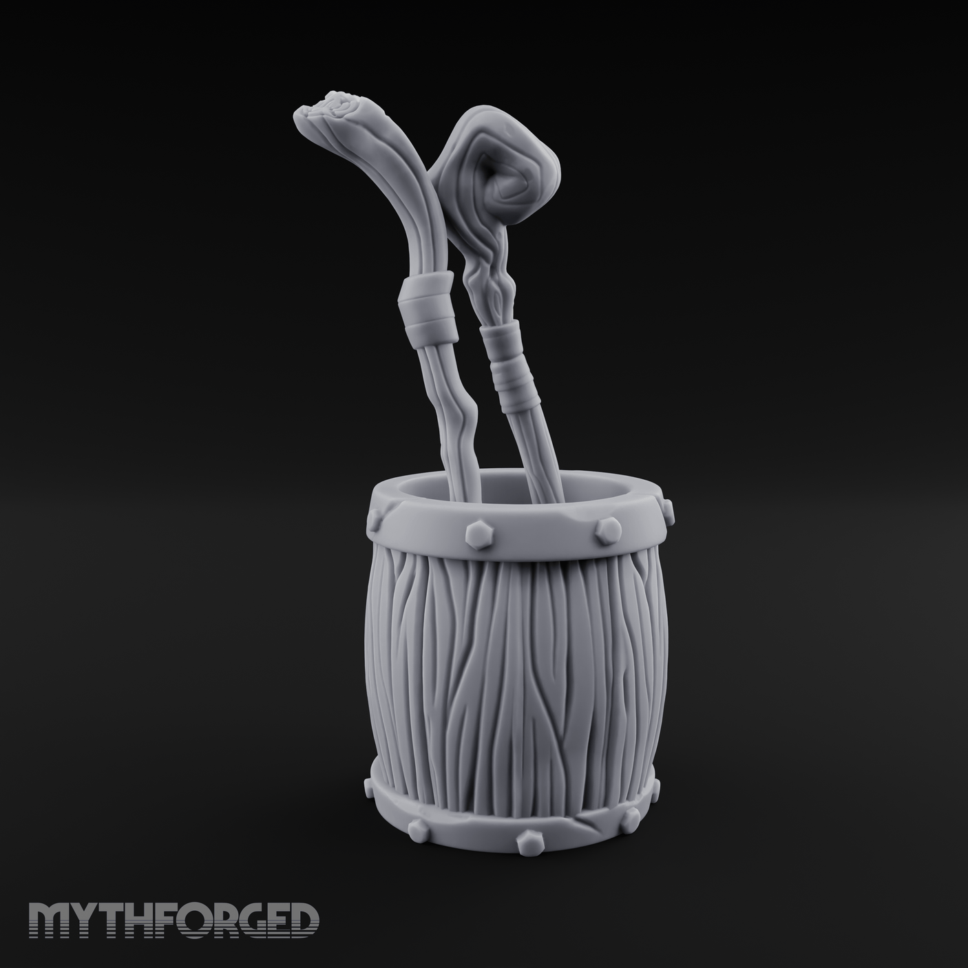 Wizard's Staff Barrel Miniature for Dungeons and Dragons, Pathfinder or other TTRPGs