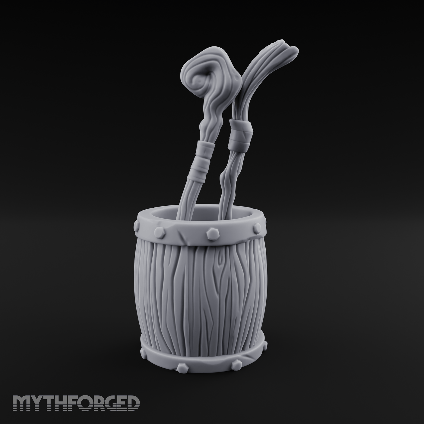 Wizard's Staff Barrel Miniature for Dungeons and Dragons, Pathfinder or other TTRPGs