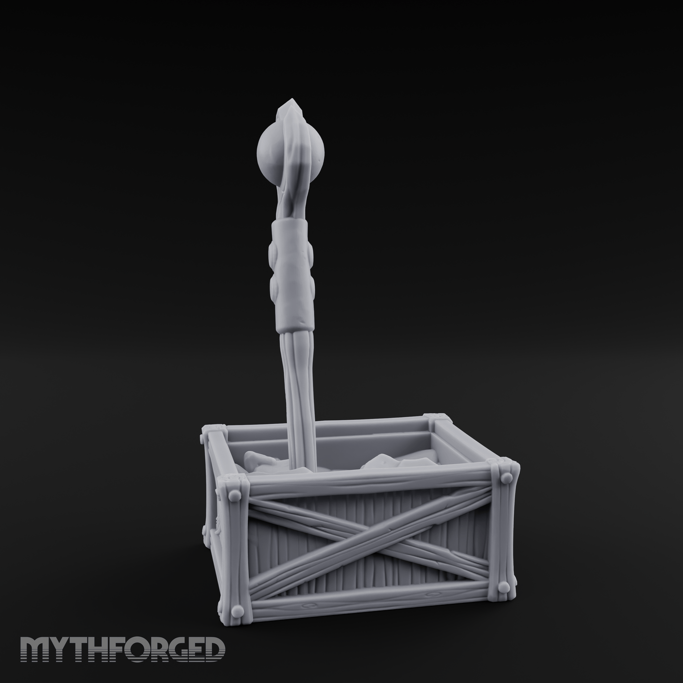 Enchanted Wizard Staff Crate Miniature for Dungeons and Dragons, Pathfinder or other TTRPGs