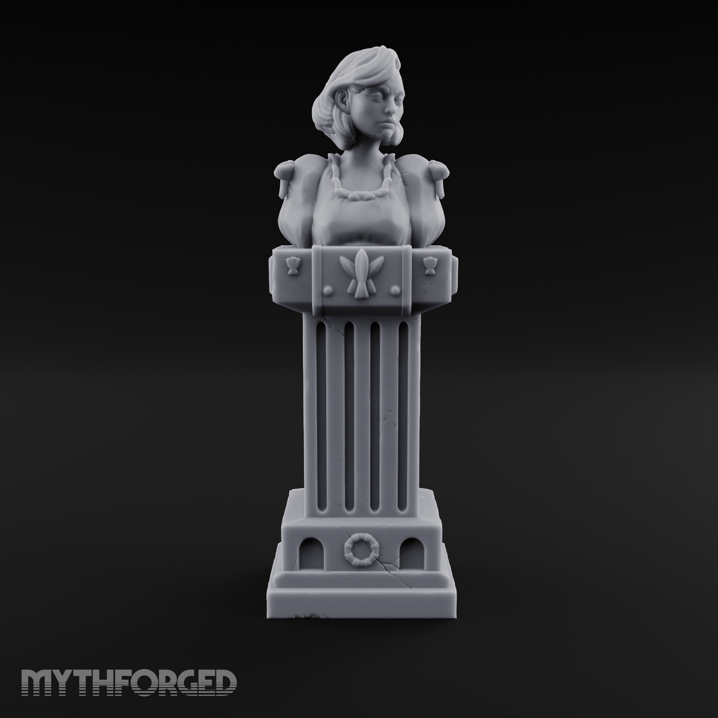Pedestal-Mounted Noble Woman Bust Miniature for Dungeons and Dragons, Pathfinder or other TTRPGs