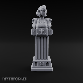 Pedestal-Mounted Noble Woman Bust Miniature for Dungeons and Dragons, Pathfinder or other TTRPGs
