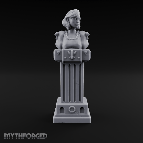 Pedestal-Mounted Noble Woman Bust Miniature for Dungeons and Dragons, Pathfinder or other TTRPGs