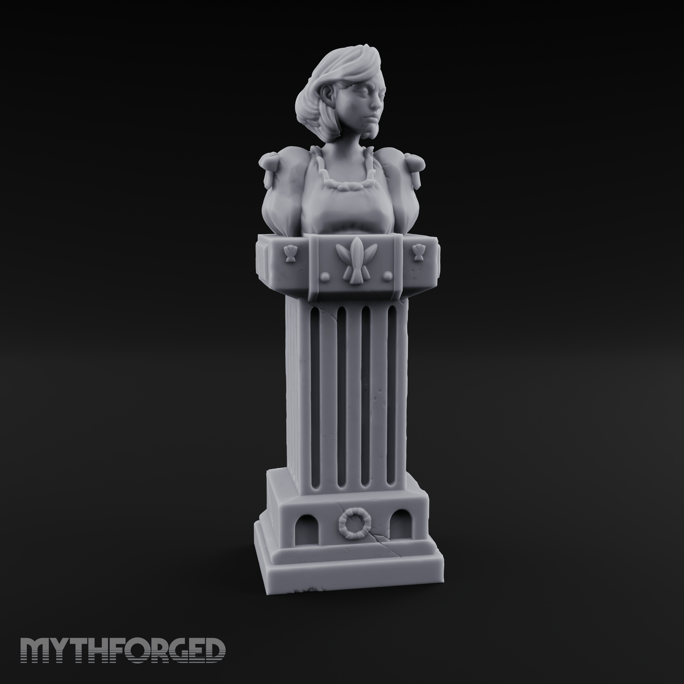 Pedestal-Mounted Noble Woman Bust Miniature for Dungeons and Dragons, Pathfinder or other TTRPGs