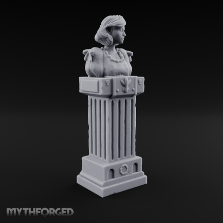 Pedestal-Mounted Noble Woman Bust Miniature for Dungeons and Dragons, Pathfinder or other TTRPGs