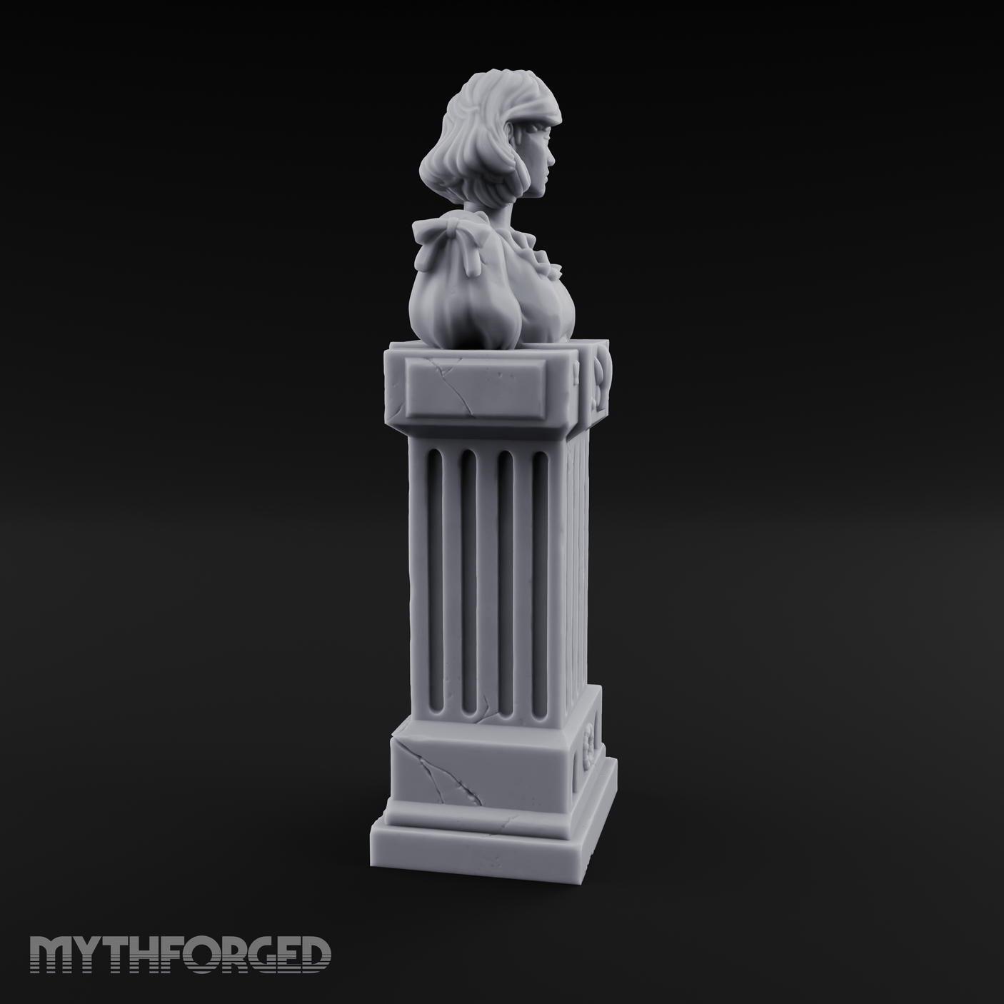 Pedestal-Mounted Noble Woman Bust Miniature for Dungeons and Dragons, Pathfinder or other TTRPGs