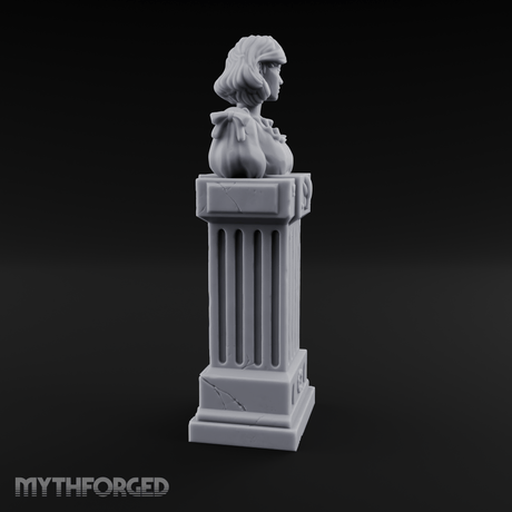 Pedestal-Mounted Noble Woman Bust Miniature for Dungeons and Dragons, Pathfinder or other TTRPGs