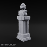 Pedestal-Mounted Noble Woman Bust Miniature for Dungeons and Dragons, Pathfinder or other TTRPGs