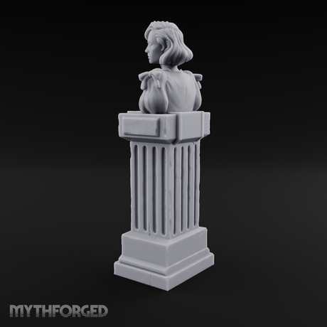 Pedestal-Mounted Noble Woman Bust Miniature for Dungeons and Dragons, Pathfinder or other TTRPGs