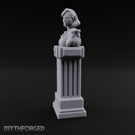 Pedestal-Mounted Noble Woman Bust Miniature for Dungeons and Dragons, Pathfinder or other TTRPGs
