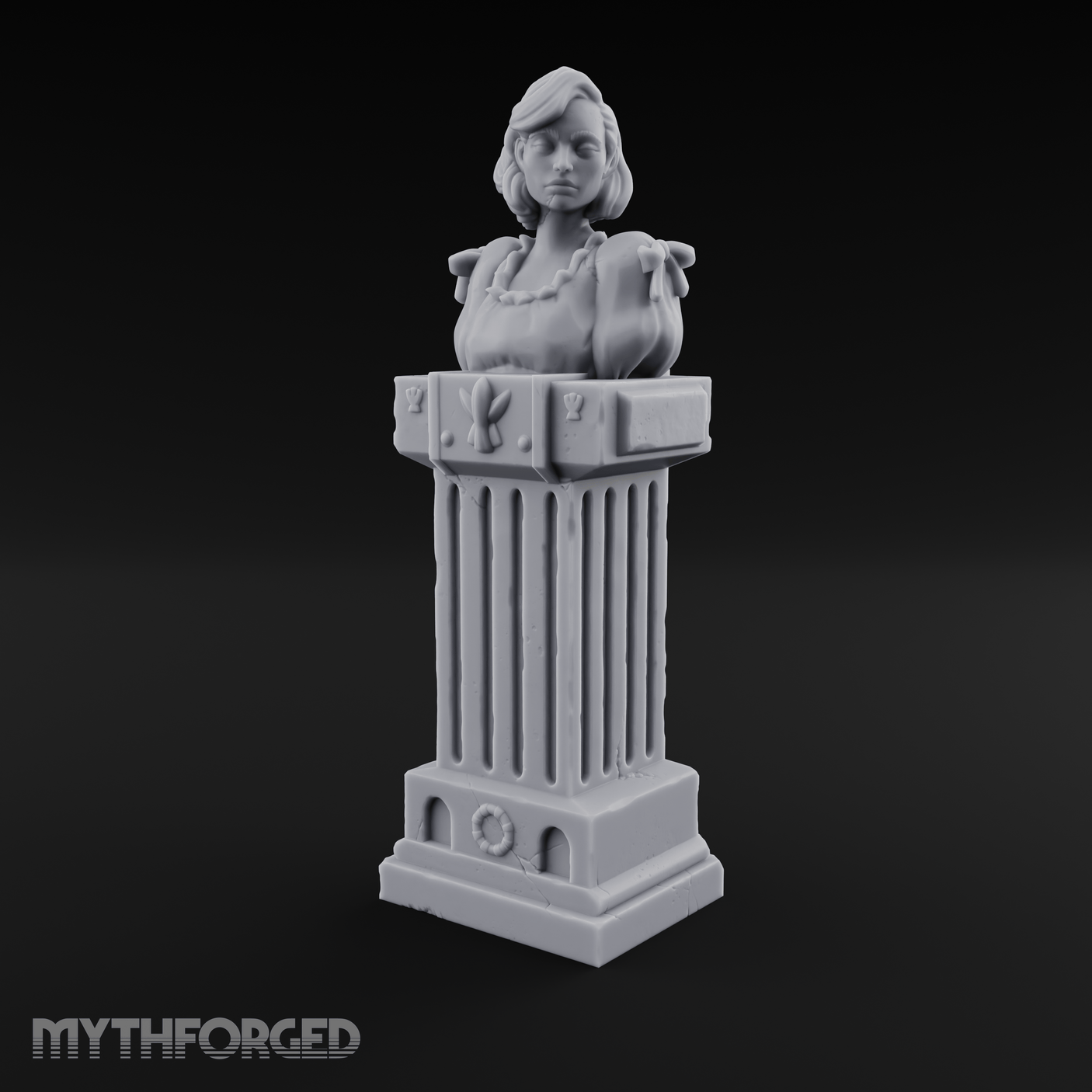 Pedestal-Mounted Noble Woman Bust Miniature for Dungeons and Dragons, Pathfinder or other TTRPGs