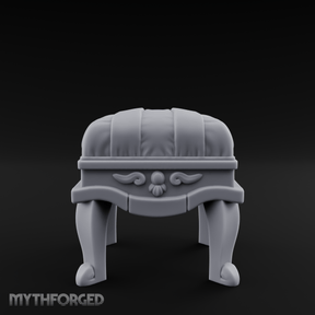 Scroll-Backed Nobleman's Stool Miniature for Dungeons and Dragons, Pathfinder or other TTRPGs