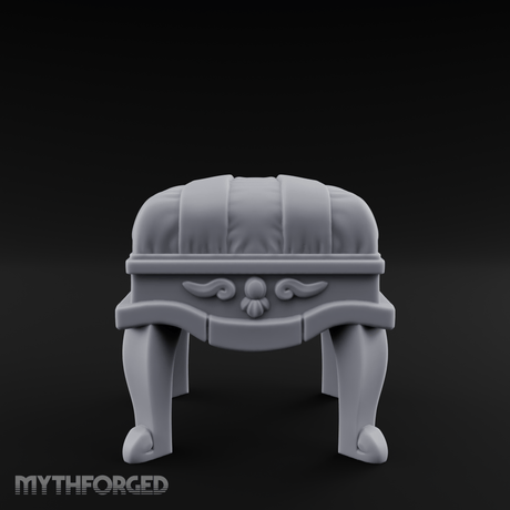 Scroll-Backed Nobleman's Stool Miniature for Dungeons and Dragons, Pathfinder or other TTRPGs
