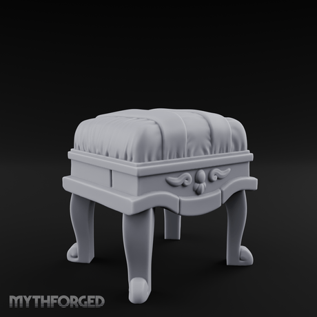 Scroll-Backed Nobleman's Stool Miniature for Dungeons and Dragons, Pathfinder or other TTRPGs