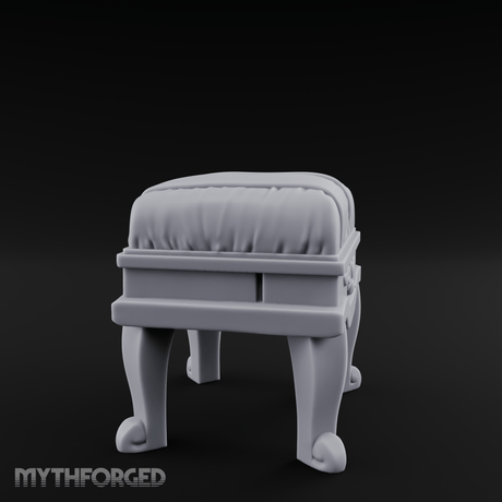 Scroll-Backed Nobleman's Stool Miniature for Dungeons and Dragons, Pathfinder or other TTRPGs