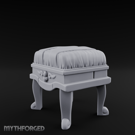 Scroll-Backed Nobleman's Stool Miniature for Dungeons and Dragons, Pathfinder or other TTRPGs