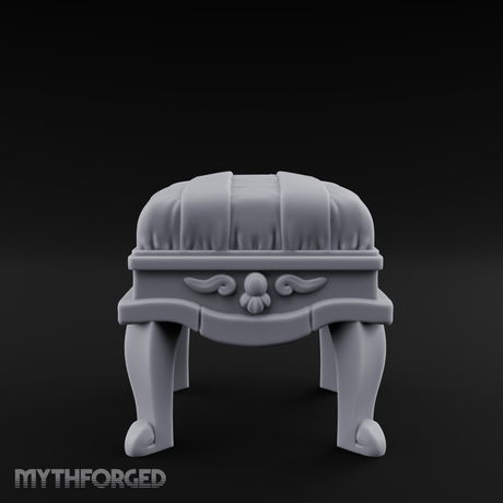 Scroll-Backed Nobleman's Stool Miniature for Dungeons and Dragons, Pathfinder or other TTRPGs