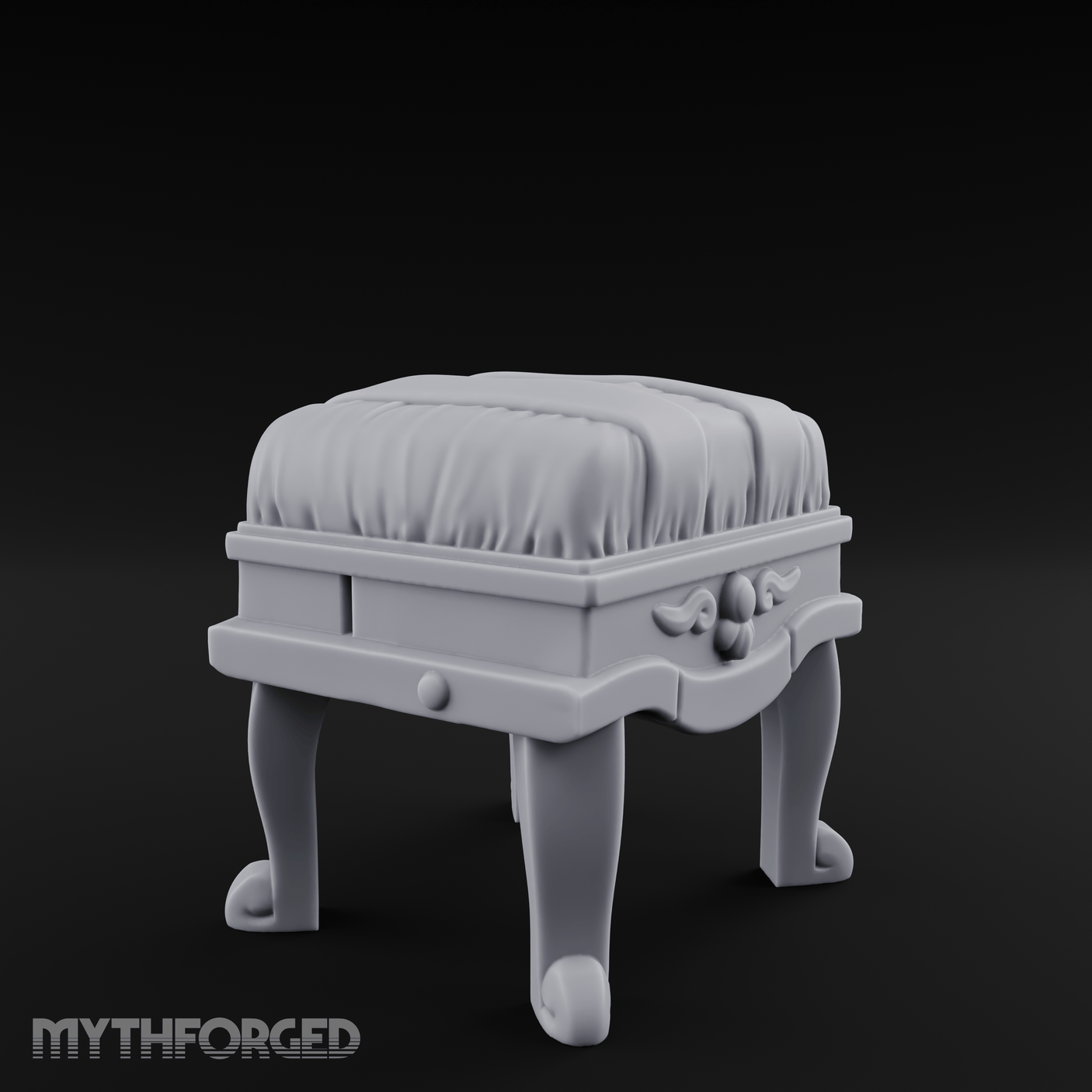 Scroll-Backed Nobleman's Stool Miniature for Dungeons and Dragons, Pathfinder or other TTRPGs