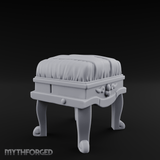 Scroll-Backed Nobleman's Stool Miniature for Dungeons and Dragons, Pathfinder or other TTRPGs