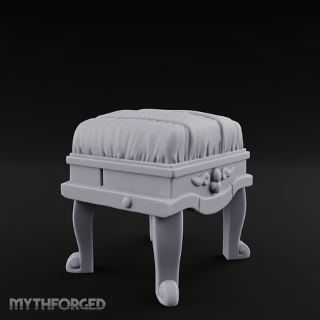 Scroll-Backed Nobleman's Stool Miniature for Dungeons and Dragons, Pathfinder or other TTRPGs