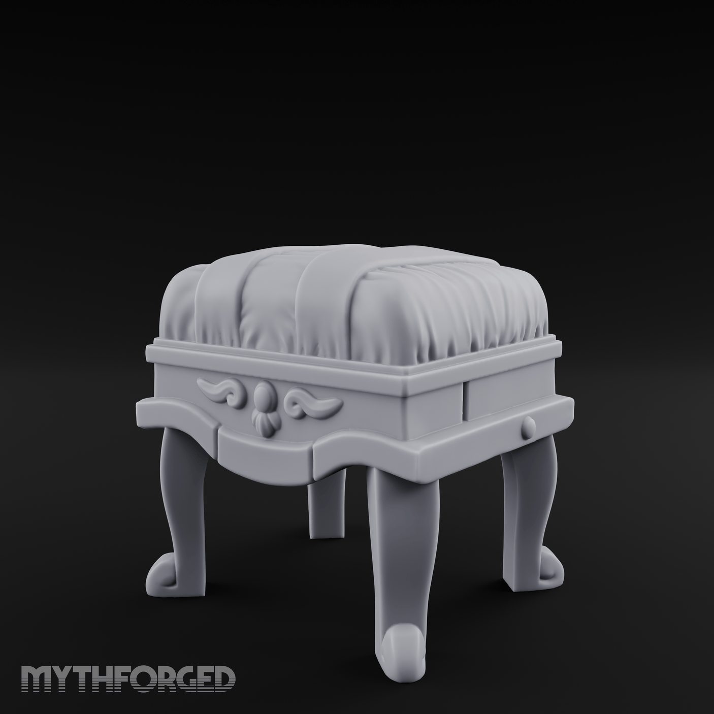 Scroll-Backed Nobleman's Stool Miniature for Dungeons and Dragons, Pathfinder or other TTRPGs