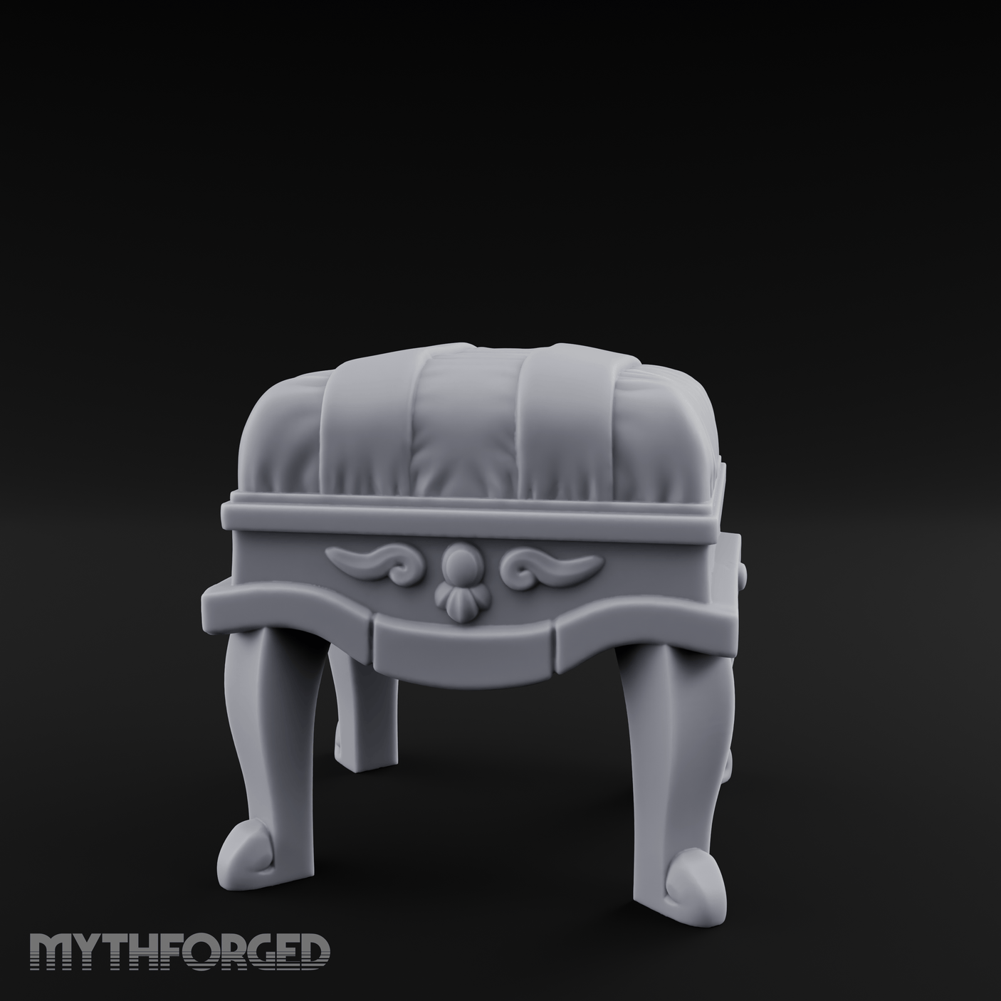 Scroll-Backed Nobleman's Stool Miniature for Dungeons and Dragons, Pathfinder or other TTRPGs