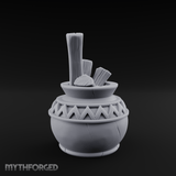 Zigzag-Carved Clay Pot With Firewood Miniature for Dungeons and Dragons, Pathfinder or other TTRPGs