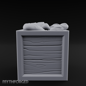 Overstuffed Wooden Supply Crate Miniature for Dungeons and Dragons, Pathfinder or other TTRPGs