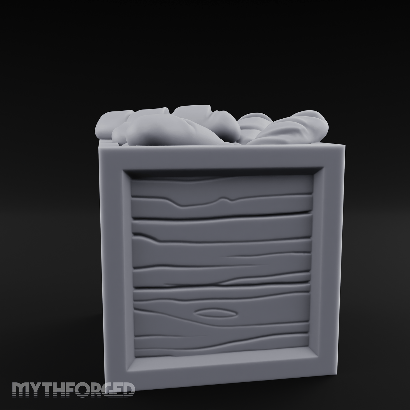 Overstuffed Wooden Supply Crate Miniature for Dungeons and Dragons, Pathfinder or other TTRPGs