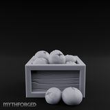 Overflowing Fruit Crate Miniature for Dungeons and Dragons, Pathfinder or other TTRPGs