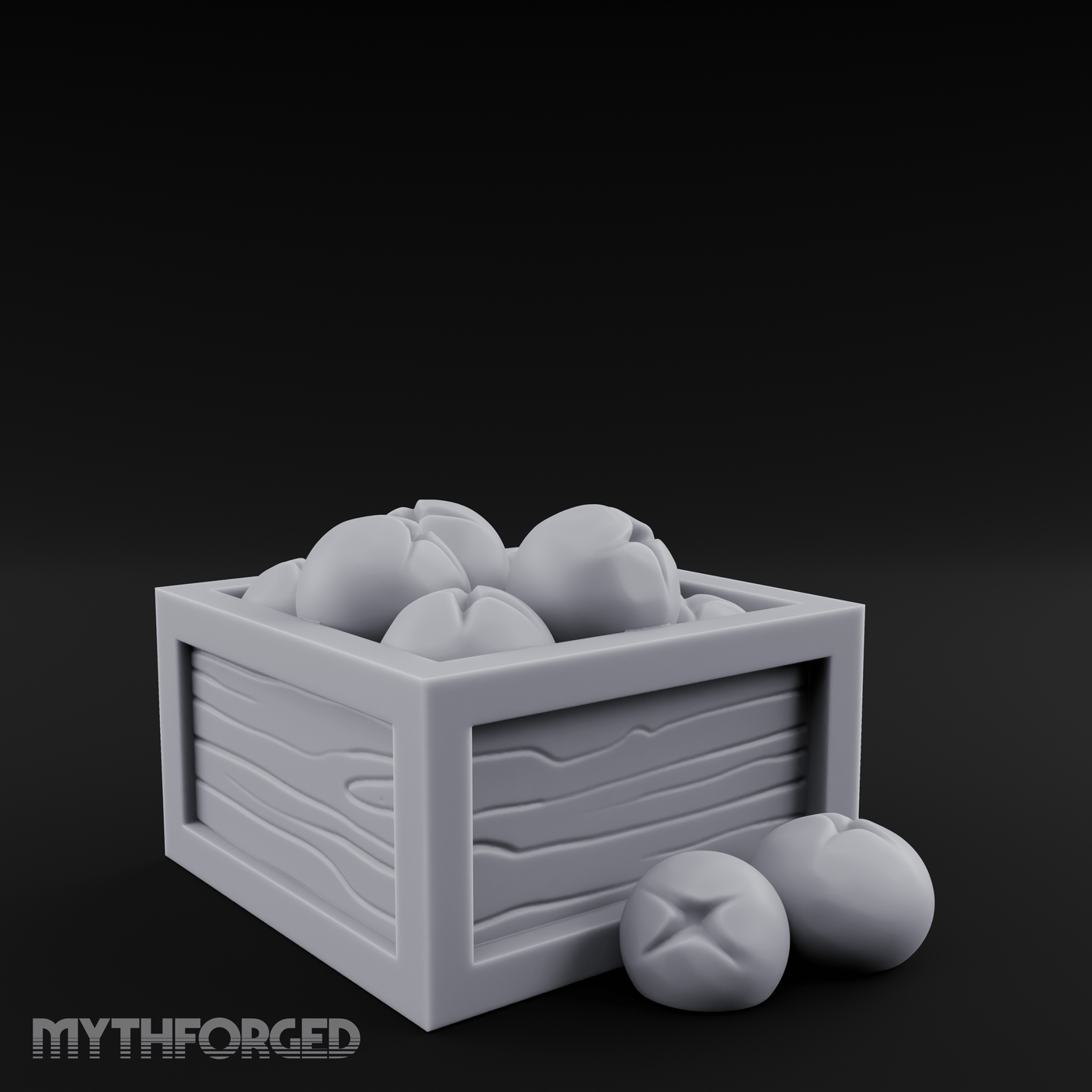 Overflowing Fruit Crate Miniature for Dungeons and Dragons, Pathfinder or other TTRPGs