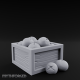 Overflowing Fruit Crate Miniature for Dungeons and Dragons, Pathfinder or other TTRPGs