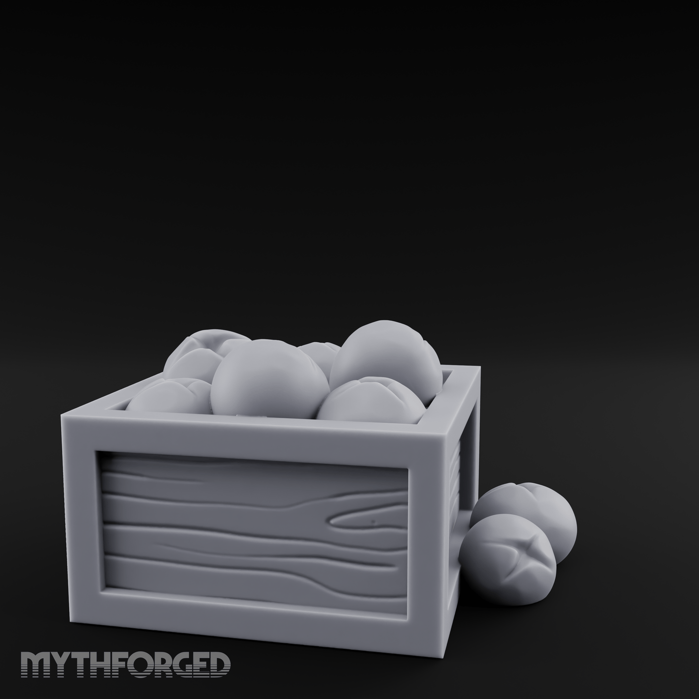 Overflowing Fruit Crate Miniature for Dungeons and Dragons, Pathfinder or other TTRPGs