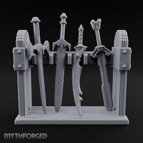 Ceremonial-Display Weapon Rack Miniature for Dungeons and Dragons, Pathfinder or other TTRPGs
