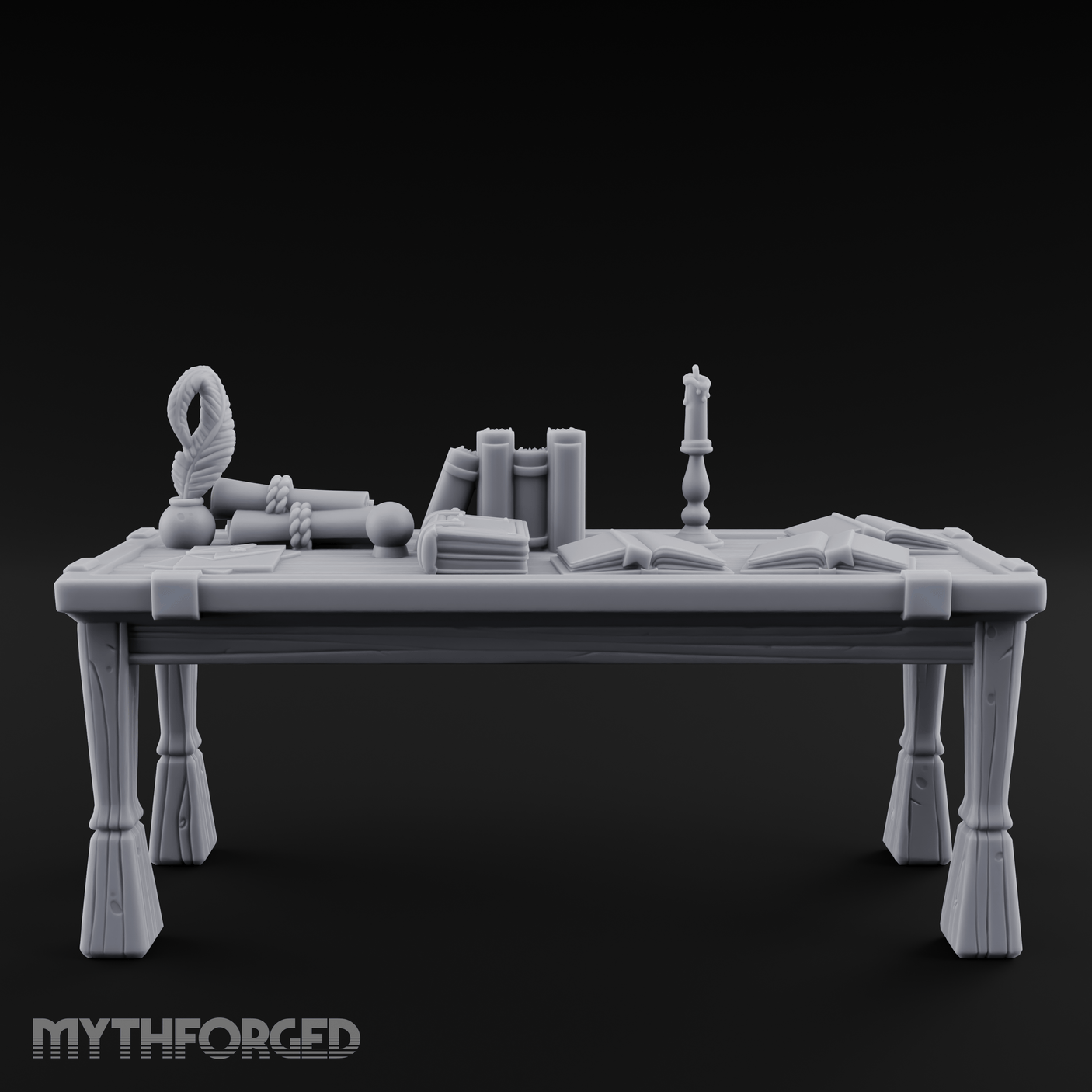 Scholar's-Scattered Study Desk Miniature for Dungeons and Dragons, Pathfinder or other TTRPGs
