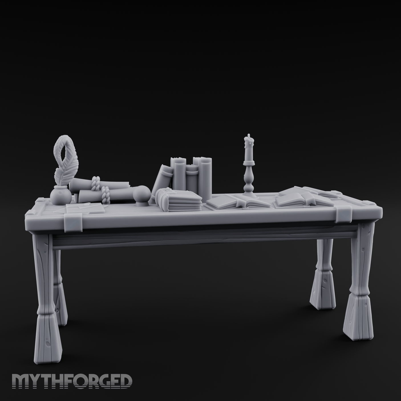 Scholar's-Scattered Study Desk Miniature for Dungeons and Dragons, Pathfinder or other TTRPGs